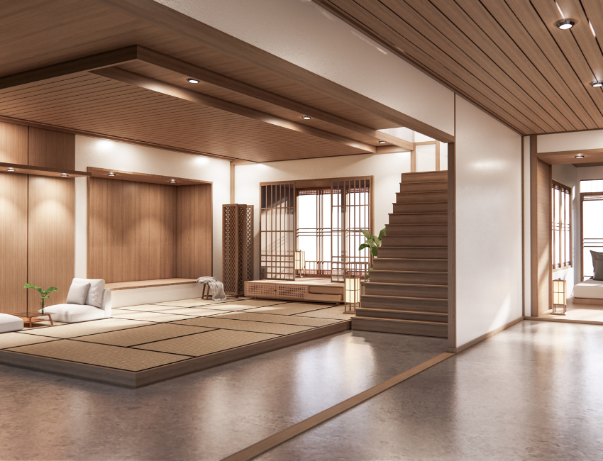 Contemporary interior with premium building finishes